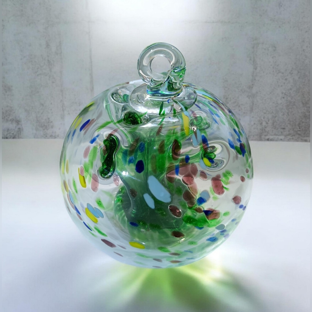 Hand Blown Art Glass Light-Up Orb Confetti Glass LED Decorative Sphere